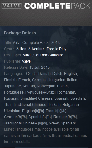 Valve Complete Pack - 2013 Steam - Click Image to Close